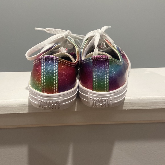 Big Girls Size 3 Metallic Glitter Rainbow Converse RARE - Picture 9 of 15